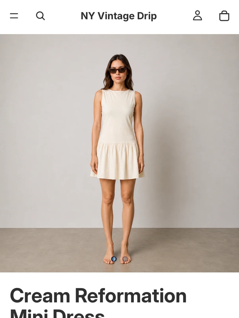 Reformation Cream/Yellow Sleeveless Drop-Waist Mini Dress